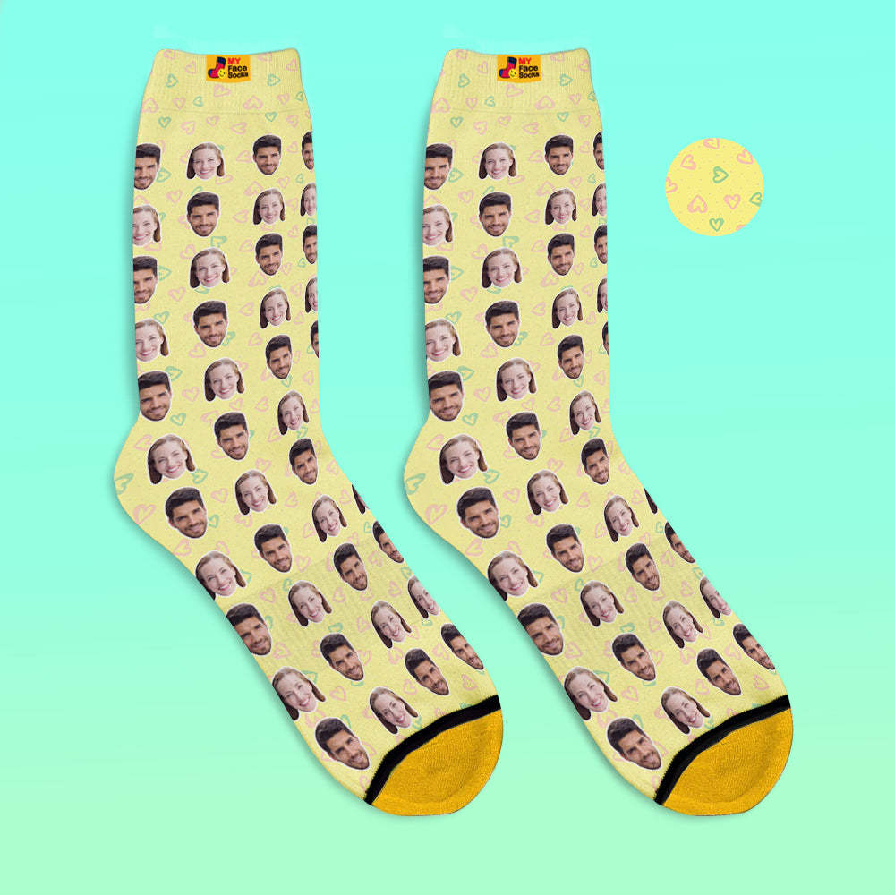 Custom 3D Digital Printed Socks Personalized Photo Socks Add Pictures and Name Heart - MyFaceSocksUK