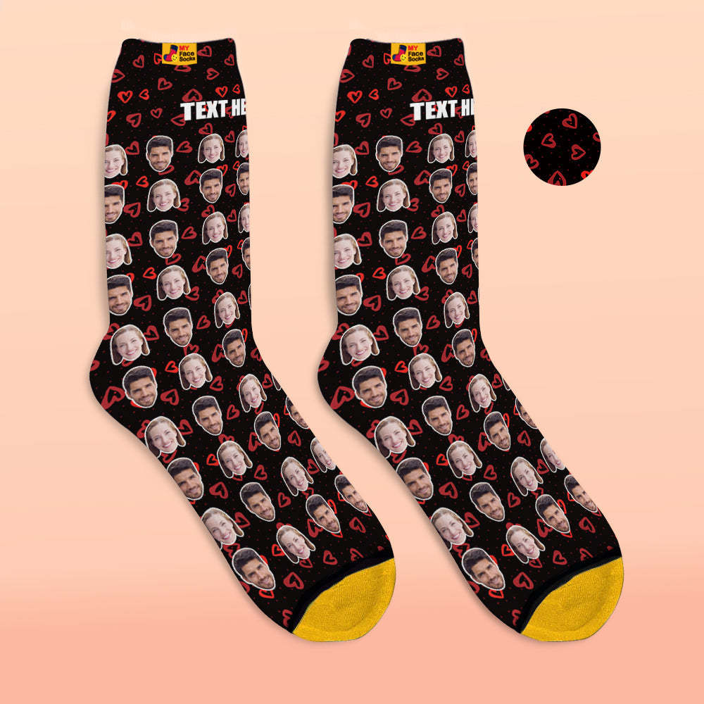 Custom 3D Digital Printed Socks Personalized Photo Socks Add Pictures and Name Heart - MyFaceSocksUK