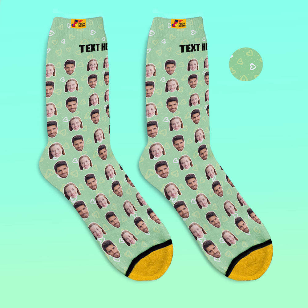 Custom 3D Digital Printed Socks Personalized Photo Socks Add Pictures and Name Heart - MyFaceSocksUK