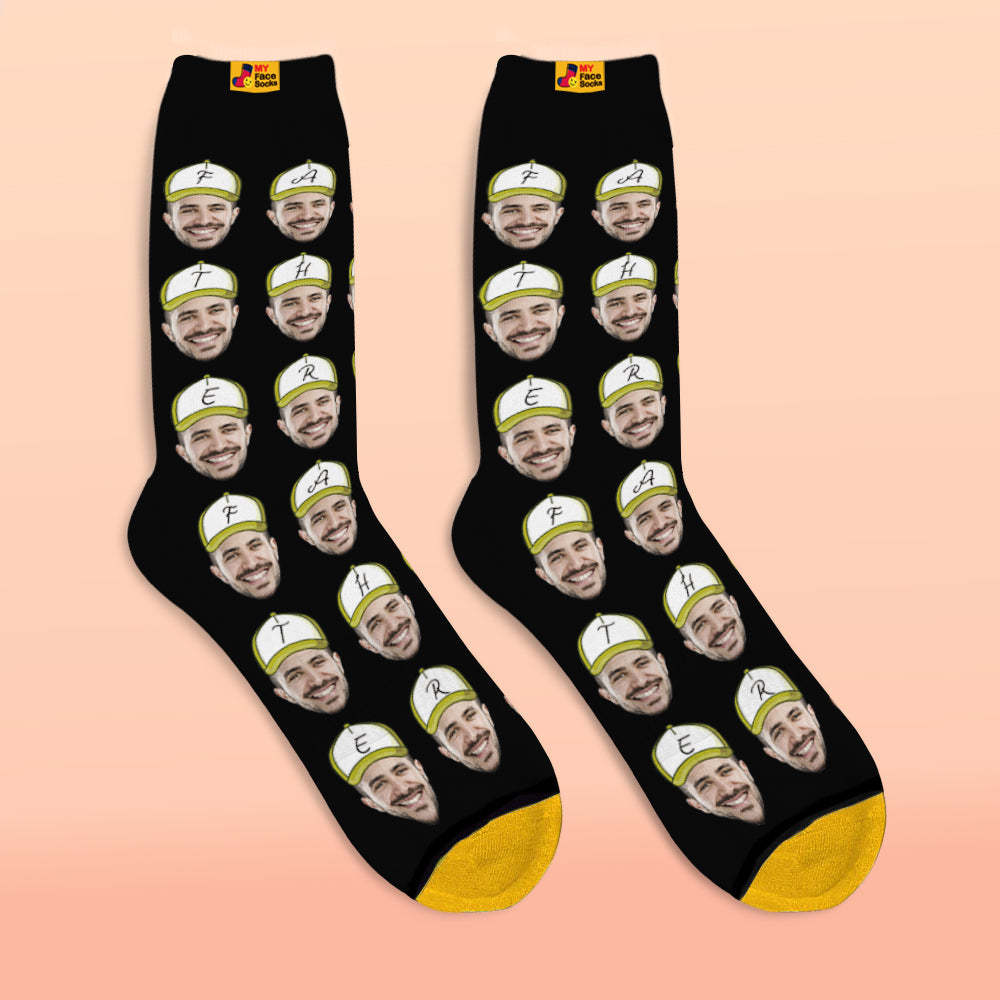 Custom 3D Digital Printed Socks Add Pictures and Name Father Face Socks - MyFaceSocksUK