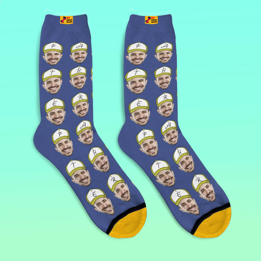 Custom 3D Digital Printed Socks Add Pictures and Name Father Face Socks - MyFaceSocksUK