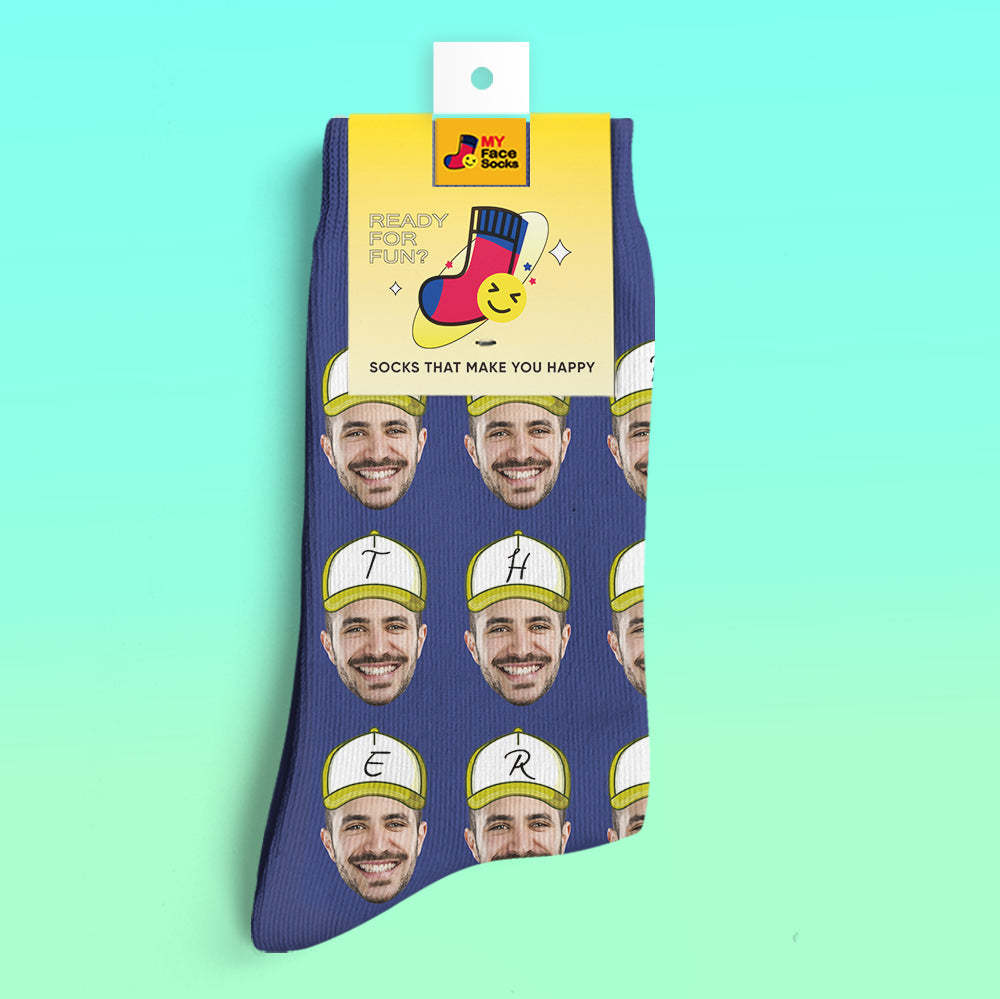 Custom 3D Digital Printed Socks Add Pictures and Name Father Face Socks - MyFaceSocksUK