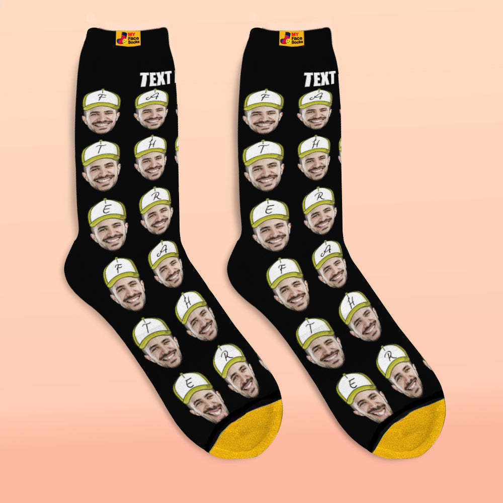 Custom 3D Digital Printed Socks Add Pictures and Name Father Face Socks - MyFaceSocksUK