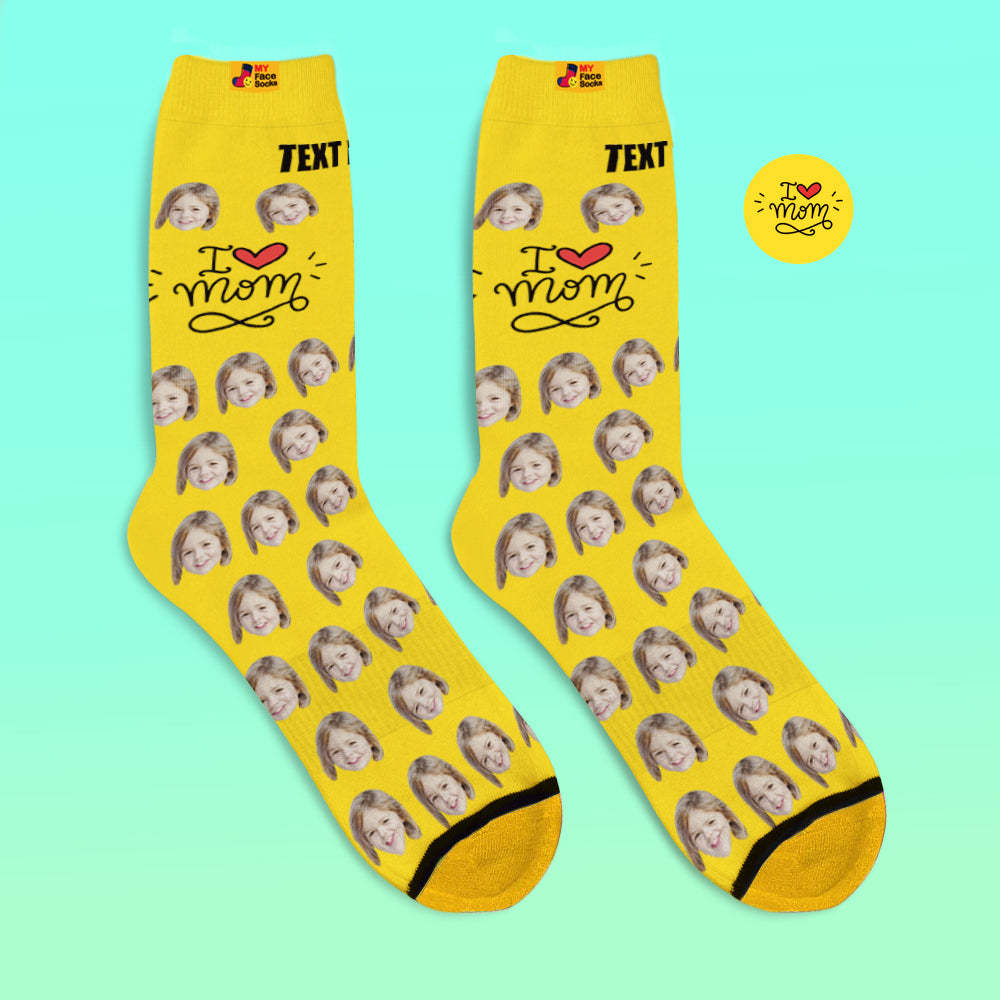 Custom 3D Digital Printed Socks Gifts for Mother I Love Mom - MyFaceSocksUK