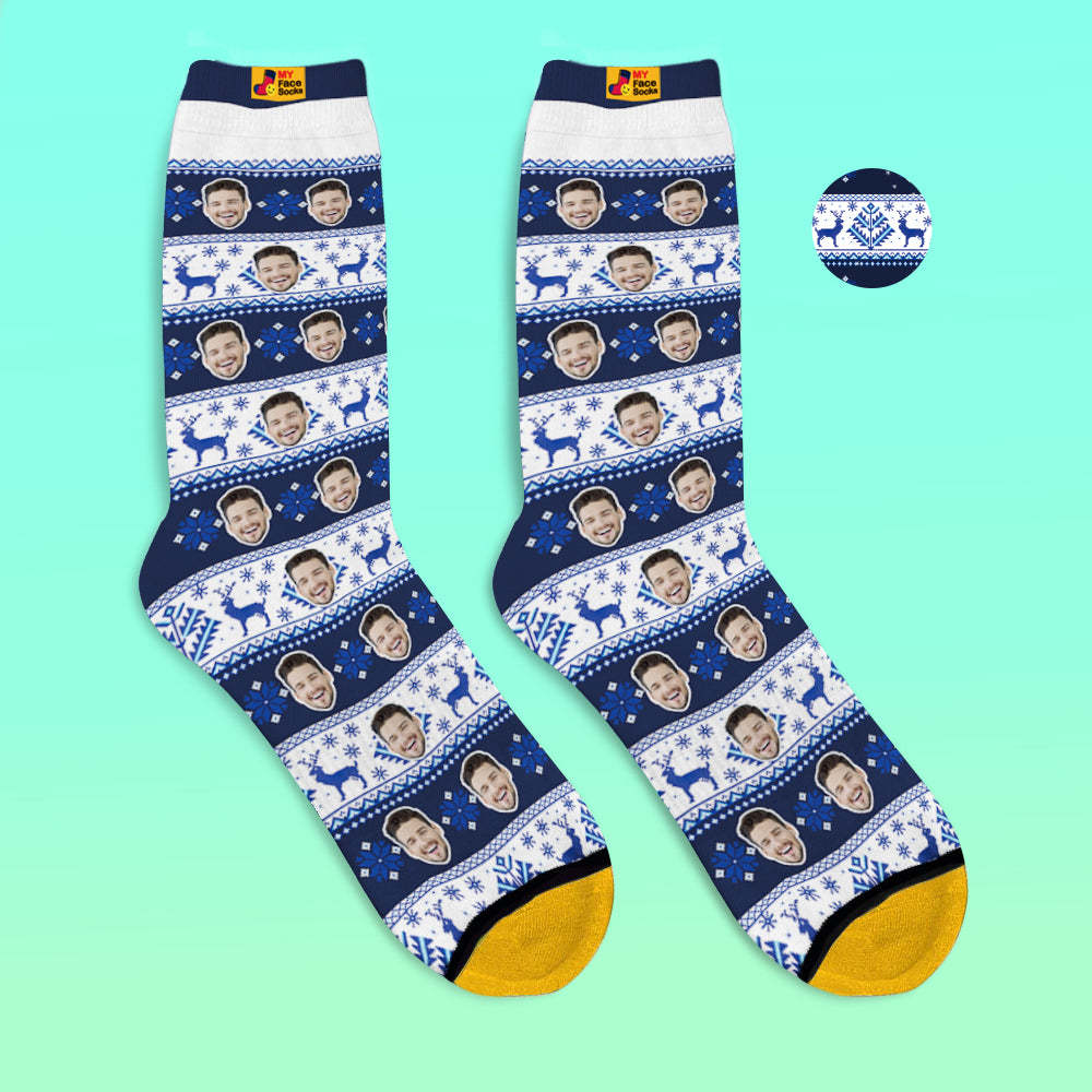 Custom 3D Digital Printed Socks over Nordic Pattern Socks - MyFaceSocksUK