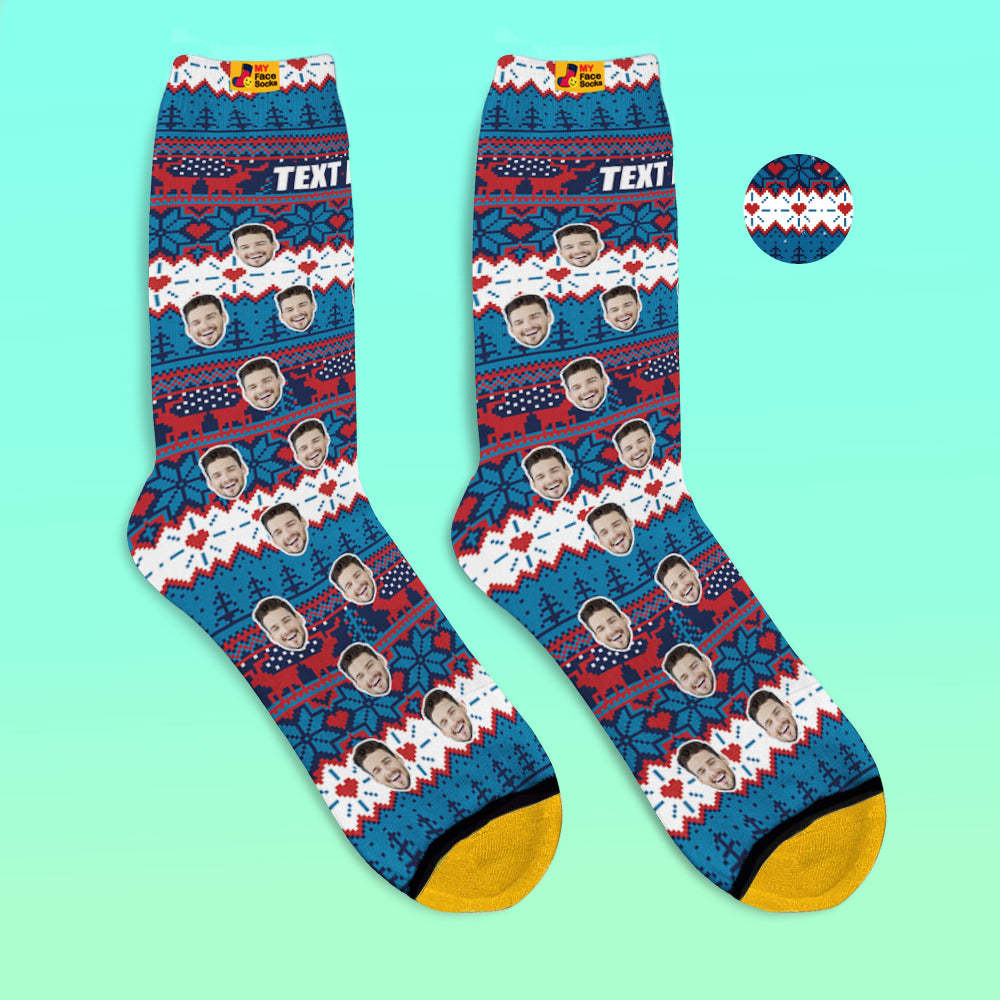 Custom 3D Digital Printed Socks Christmas Vintage Pattern Socks - MyFaceSocksUK