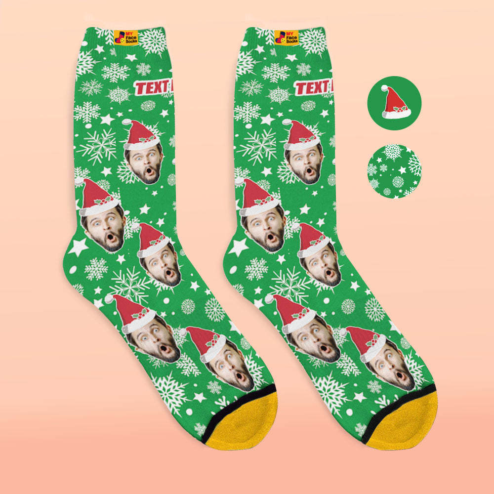 Custom 3D Digital Printed Socks Christmas Socks Santa Hat - MyFaceSocksUK