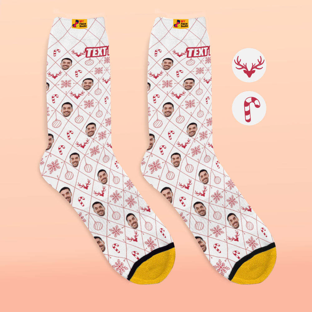 Custom 3D Digital Printed Socks Lattice Element Christmas Face Socks - MyFaceSocksUK