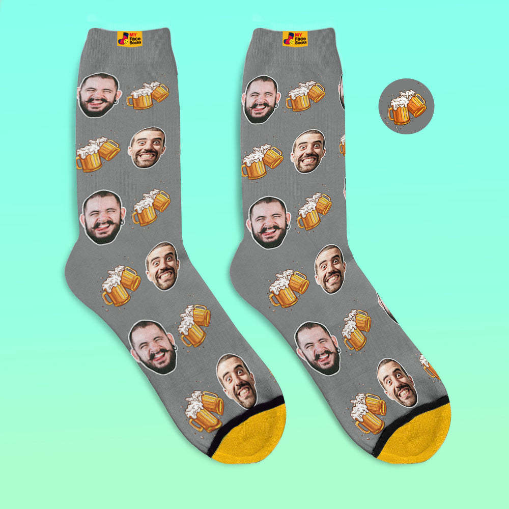 Custom 3D Digital Printed Socks Father's Day Gifts Beer Cheers - MyFaceSocksUK