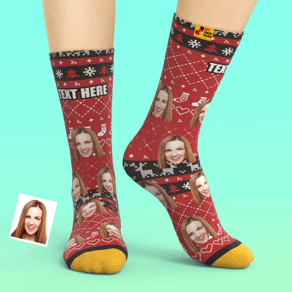 Custom 3D Digital Printed Socks Add Pictures and Name With Special Lines Heart - MyFaceSocksUK