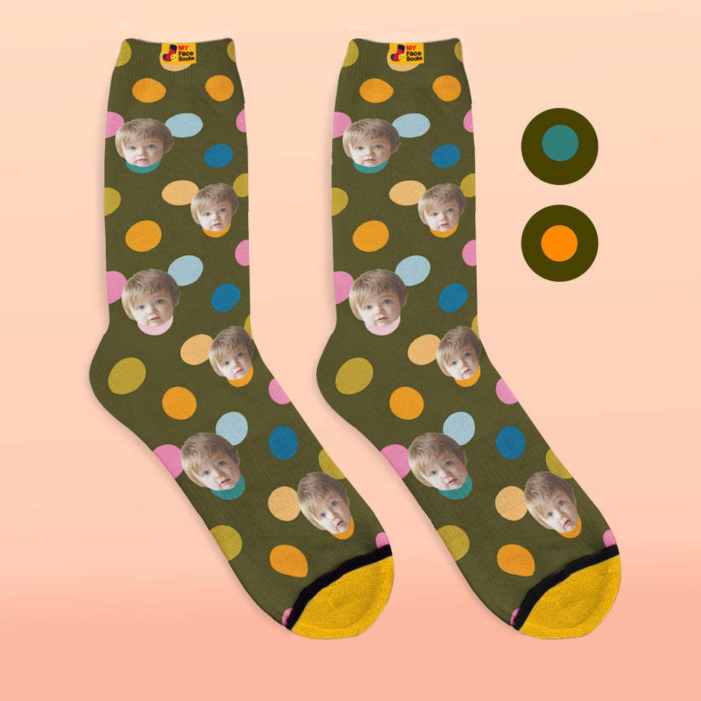 Custom 3D Digital Printed Socks Add Pictures and Name Your Face On Dots - MyFaceSocksUK