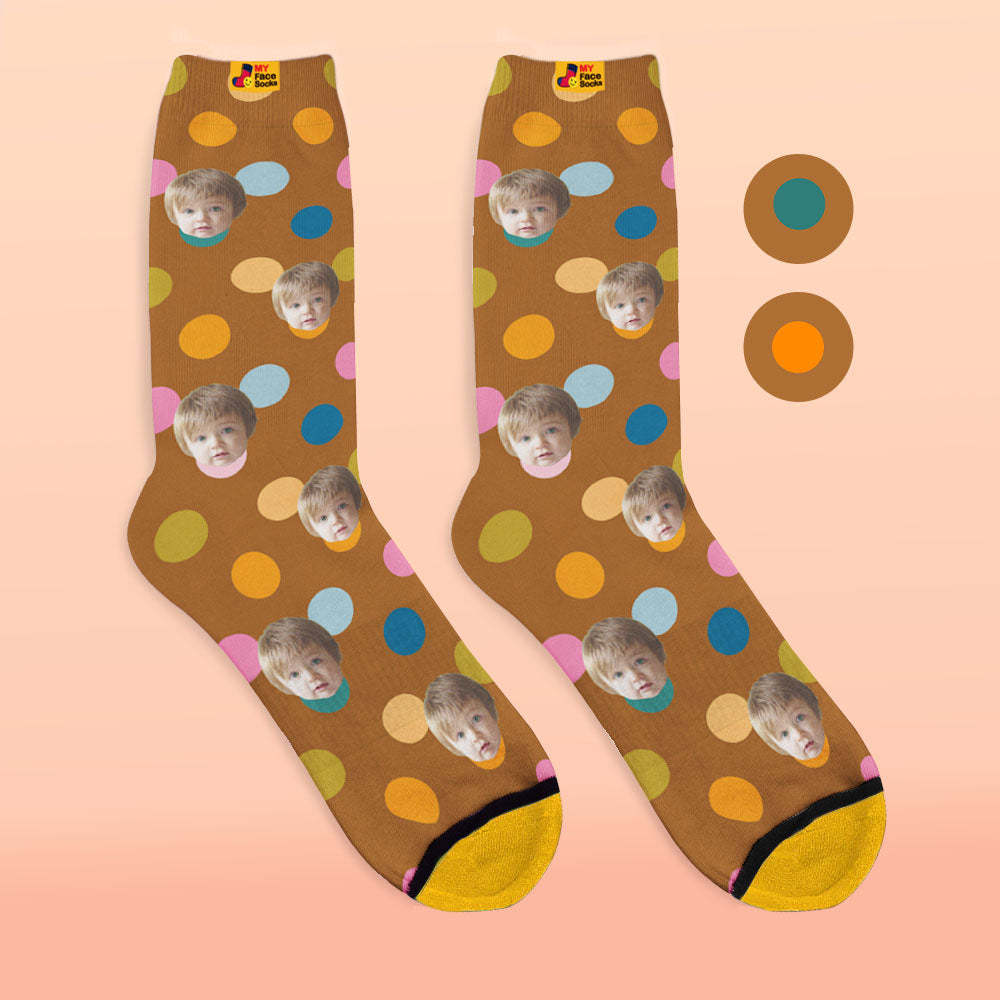 Custom 3D Digital Printed Socks Add Pictures and Name Your Face On Dots - MyFaceSocksUK
