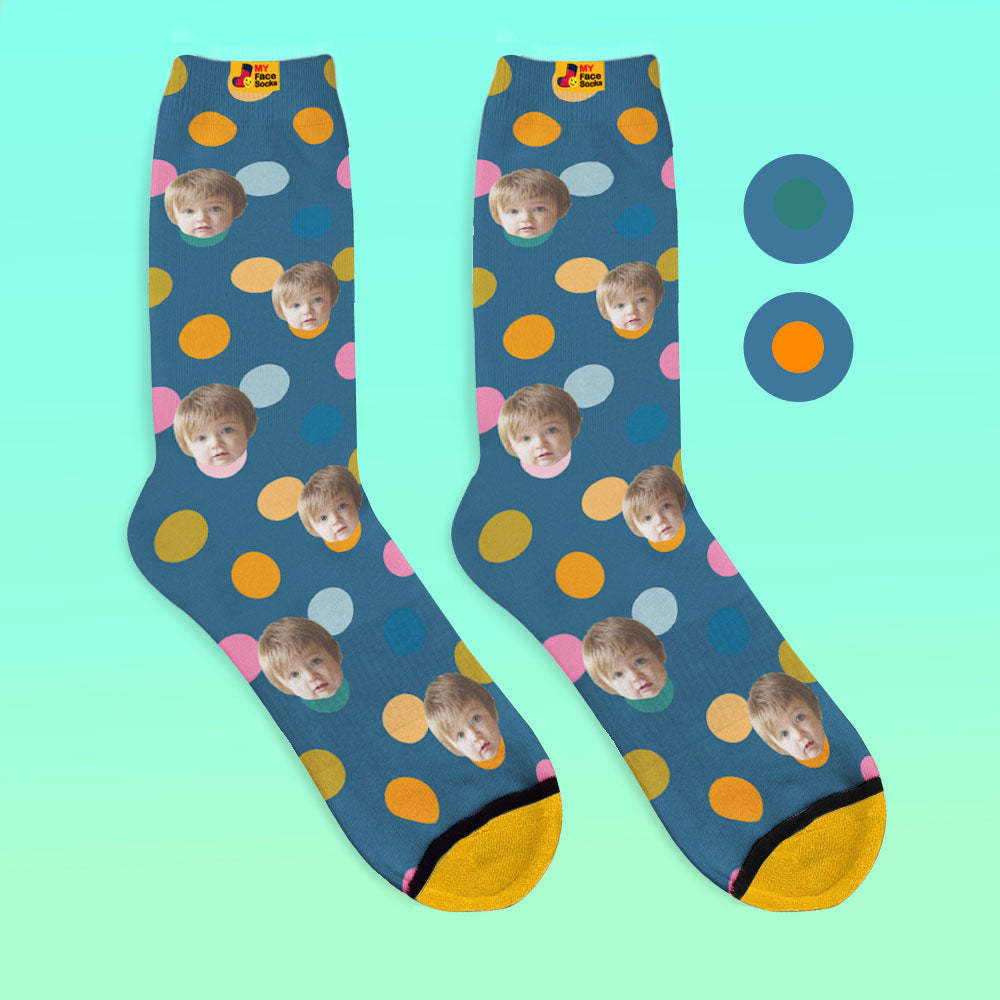 Custom 3D Digital Printed Socks Add Pictures and Name Your Face On Dots - MyFaceSocksUK