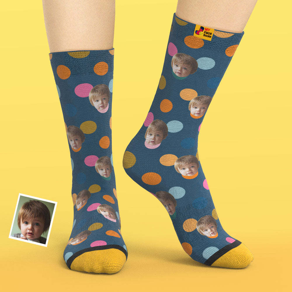 Custom 3D Digital Printed Socks Add Pictures and Name Your Face On Dots - MyFaceSocksUK