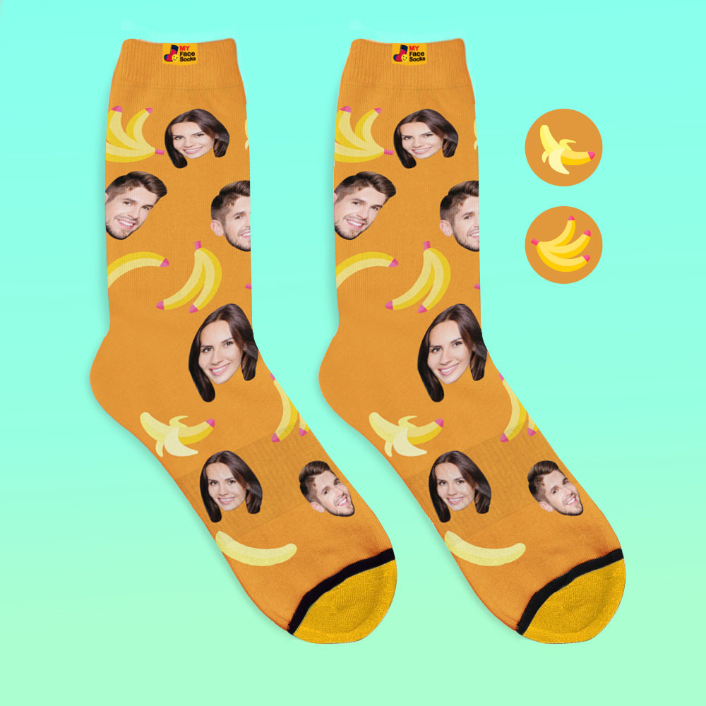 Custom 3D Digital Printed Socks My Face Socks Add Pictures and Name Banana - MyFaceSocksUK