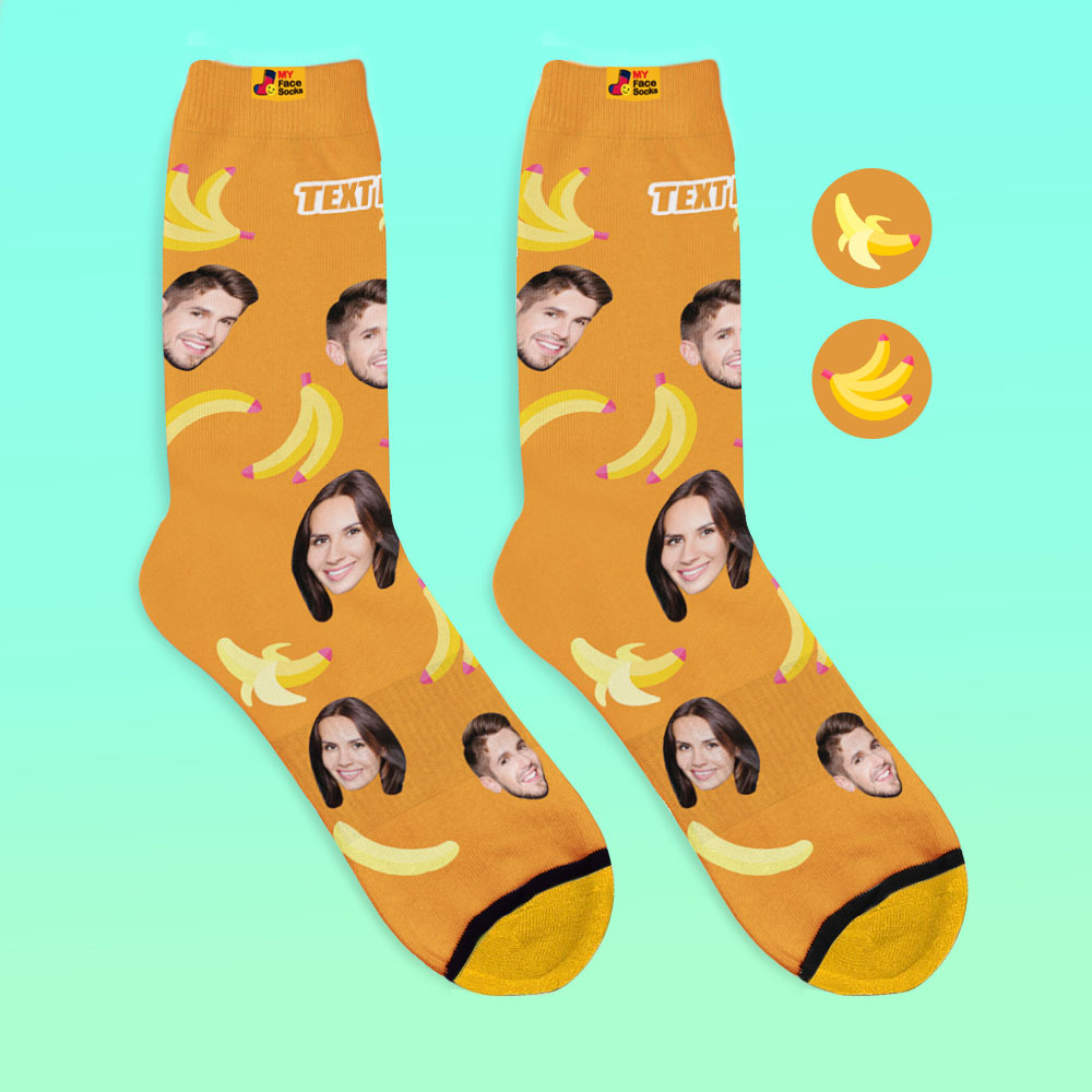 Custom 3D Digital Printed Socks My Face Socks Add Pictures and Name Banana - MyFaceSocksUK
