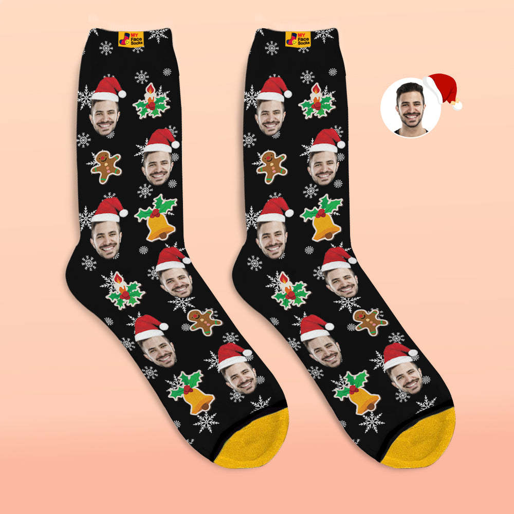 Custom 3D Digital Printed Socks Add Pictures and Name Santa Claus Sock Christmas - MyFaceSocksUK
