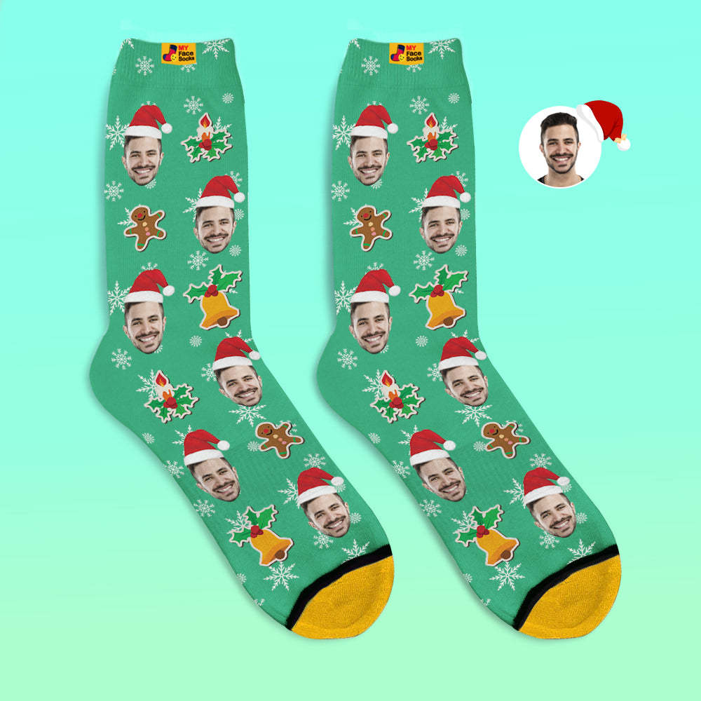 Custom 3D Digital Printed Socks Add Pictures and Name Santa Claus Sock Christmas - MyFaceSocksUK