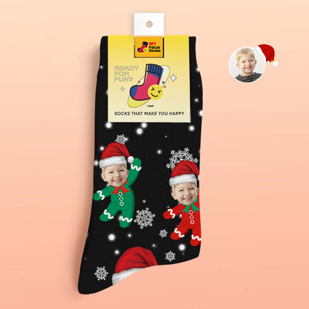 Custom 3D Digital Printed Socks Add Pictures and Name Kids Christmas Gift - MyFaceSocksUK