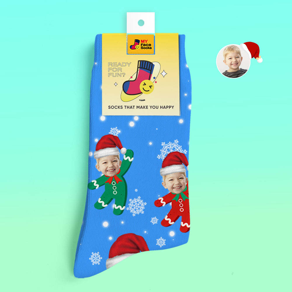 Custom 3D Digital Printed Socks Add Pictures and Name Kids Christmas Gift - MyFaceSocksUK