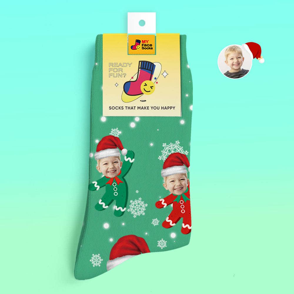 Custom 3D Digital Printed Socks Add Pictures and Name Kids Christmas Gift - MyFaceSocksUK