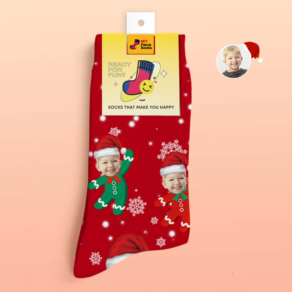 Custom 3D Digital Printed Socks Add Pictures and Name Kids Christmas Gift - MyFaceSocksUK
