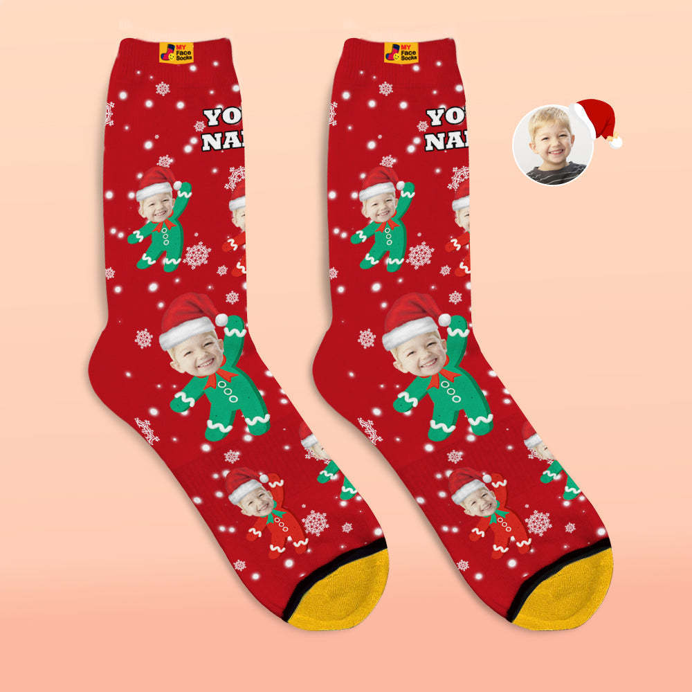 Custom 3D Digital Printed Socks Add Pictures and Name Kids Christmas Gift - MyFaceSocksUK