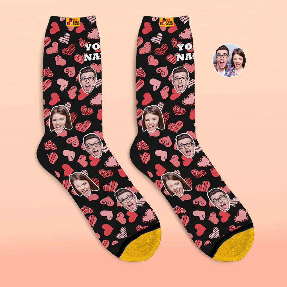 Custom 3D Digital Printed Socks Valentine's Day Gift Various Hearts Face Socks For Lover - MyFaceSocksUK
