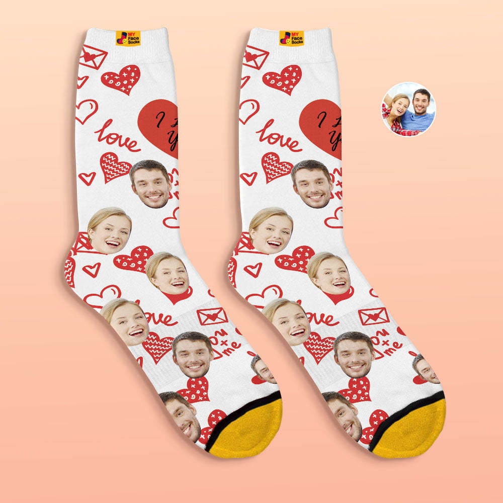 Custom 3D Digital Printed Socks Valentine's Day Gifts I Love You Face Socks - MyFaceSocksUK