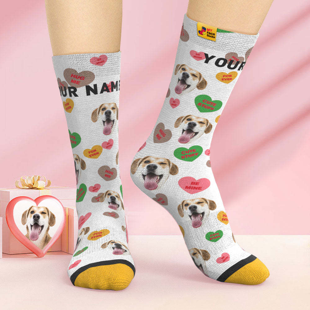 Custom 3D Digital Printed Socks Be Mine For Ever Face Socks - MyFaceSocksUK