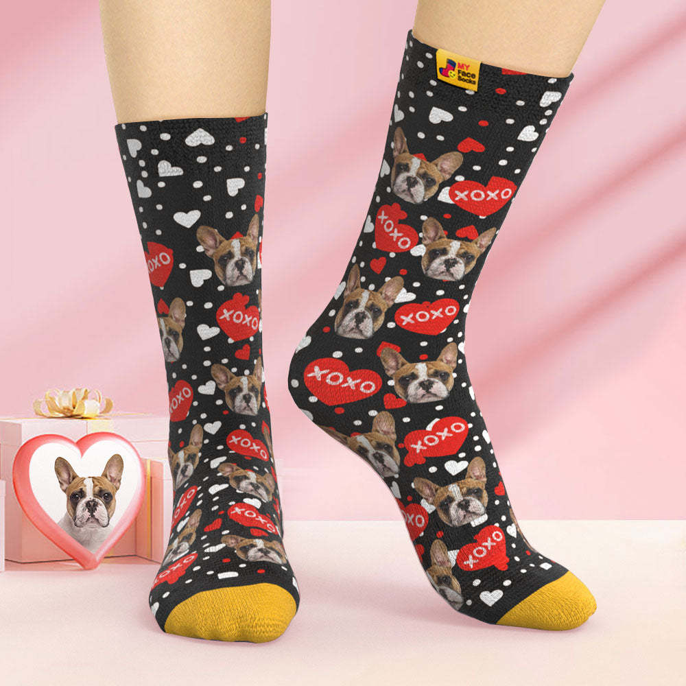 Custom 3D Digital Printed Socks XOXO Face Socks - MyFaceSocksUK