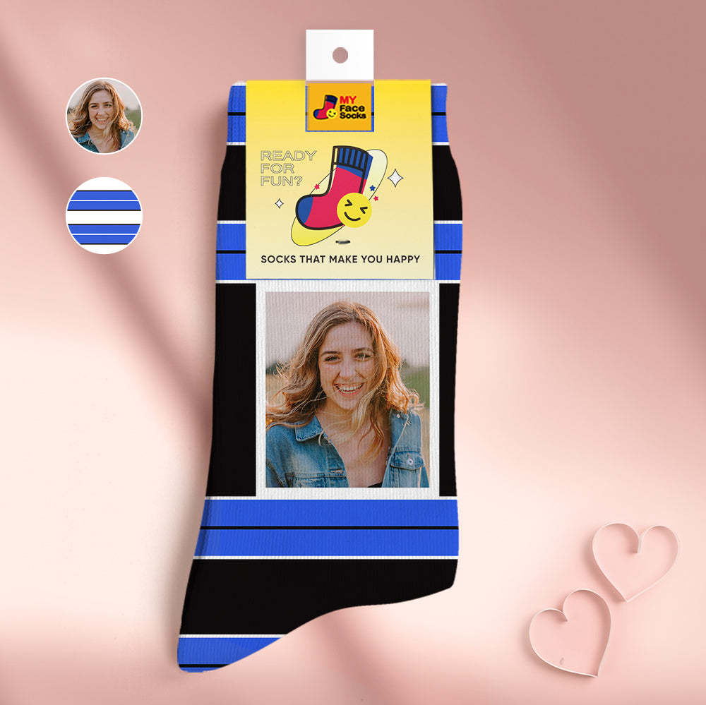 Custom Face Socks Personalised Mother's Day Gifts 3D Digital Printed Socks For Lover-STRIPED - MyFaceSocksUK