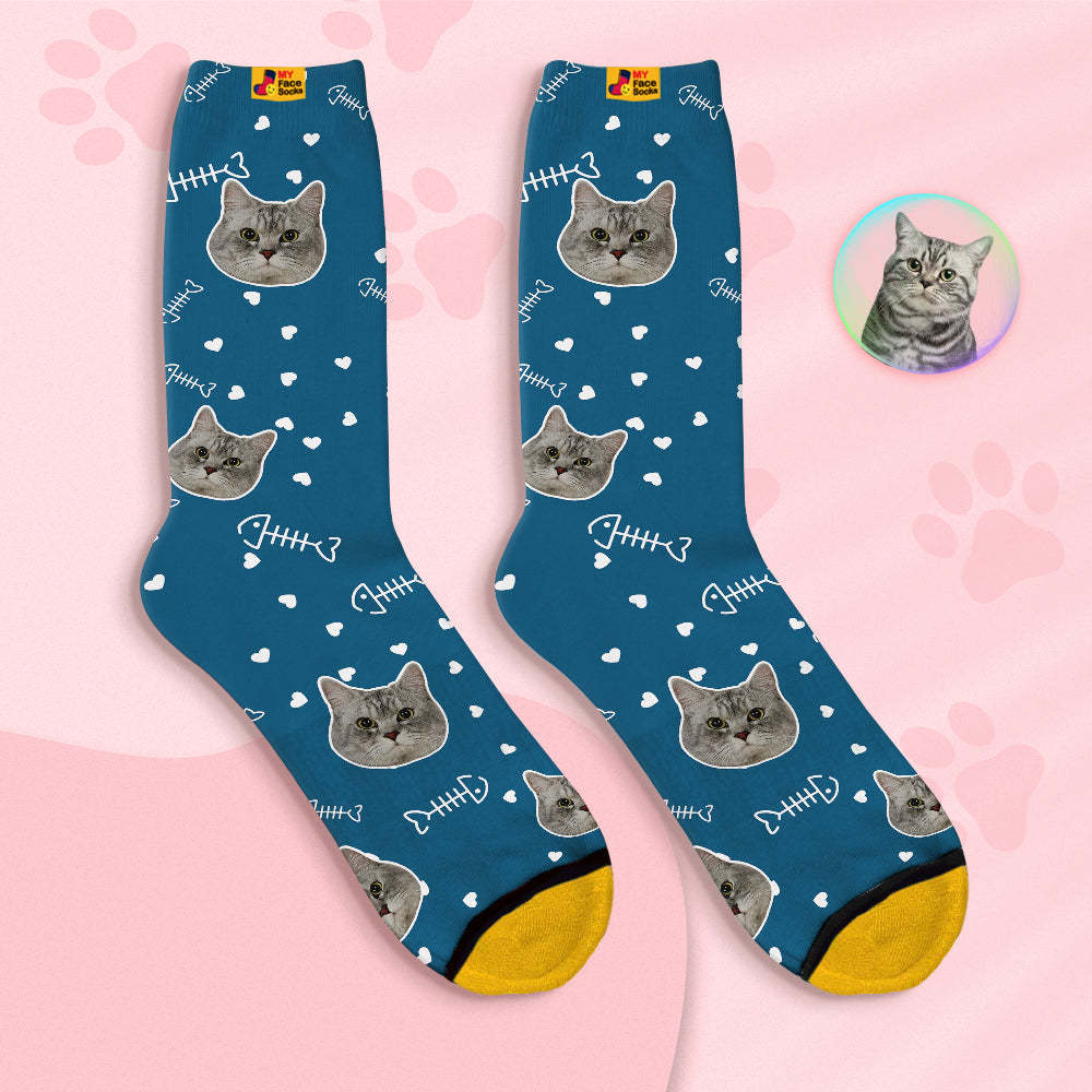 Custom Face Socks Personalised 3D Digital Printed Socks-Cute Cat Face - MyFaceSocksUK
