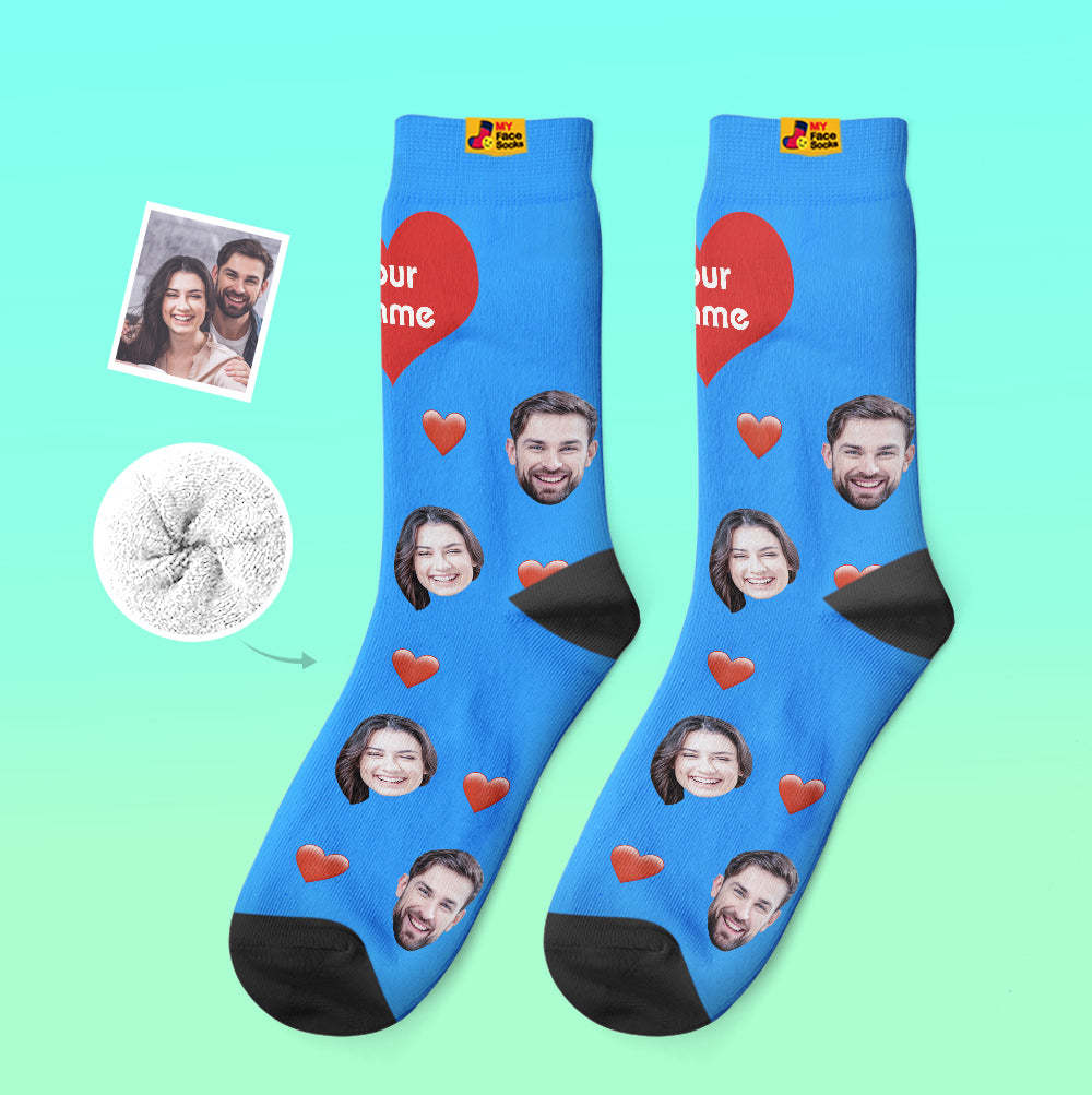 Custom Thick Socks Photo 3D Digital Printed Socks Autumn Winter Warm Socks Heart - MyFaceSocks UK