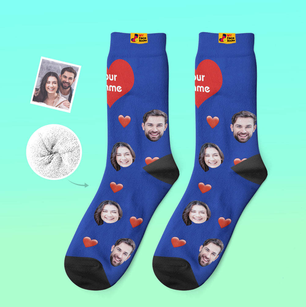 Custom Thick Socks Photo 3D Digital Printed Socks Autumn Winter Warm Socks Heart - MyFaceSocks UK