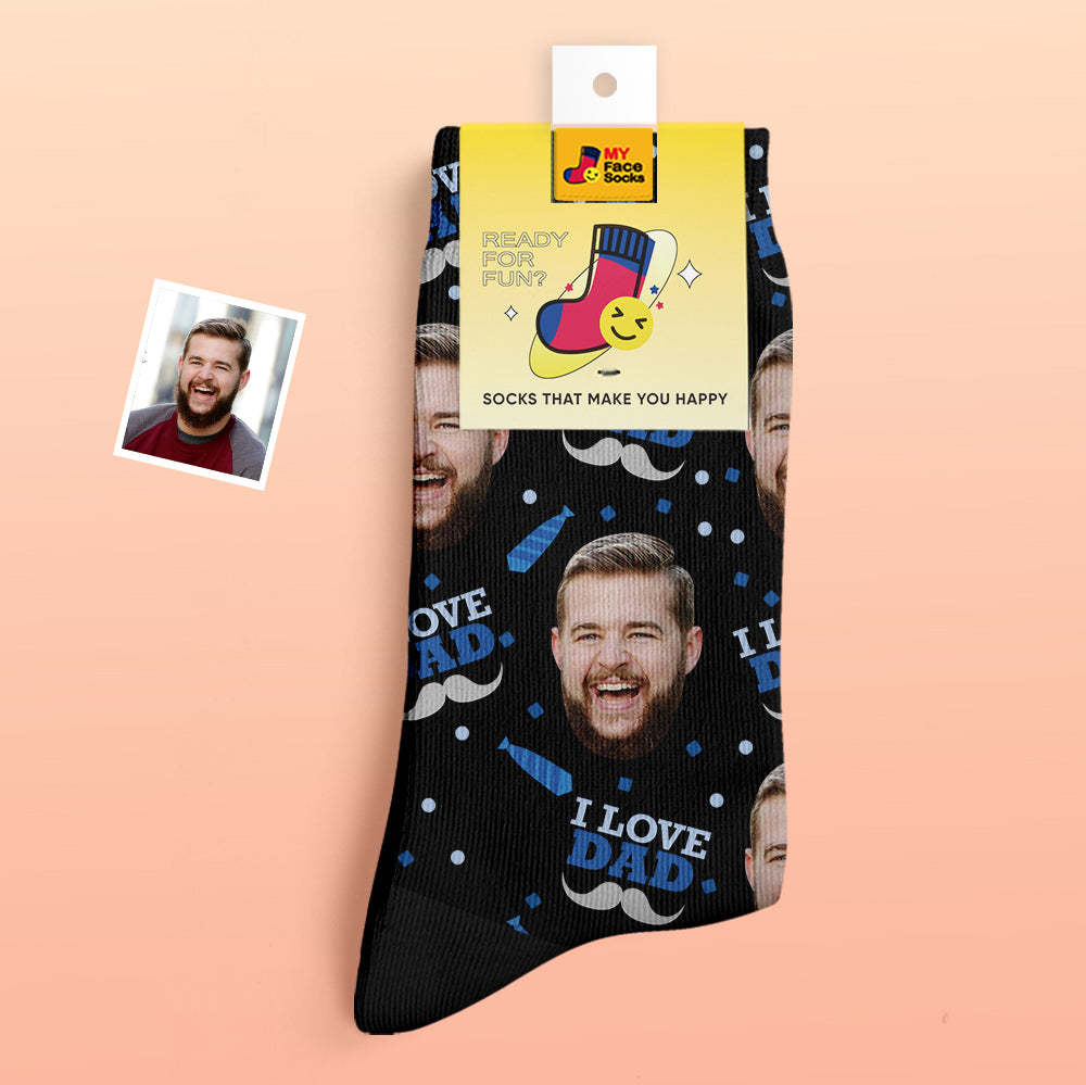 Custom Thick Socks Photo 3D Digital Printed Socks Autumn Winter Warm Socks I Love Dad - MyFaceSocks UK