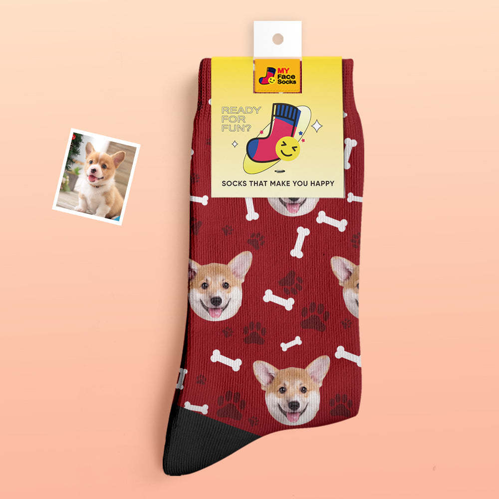 Custom Thick Socks Photo 3D Digital Printed Socks Autumn Winter Warm Socks Dog - MyFaceSocks UK
