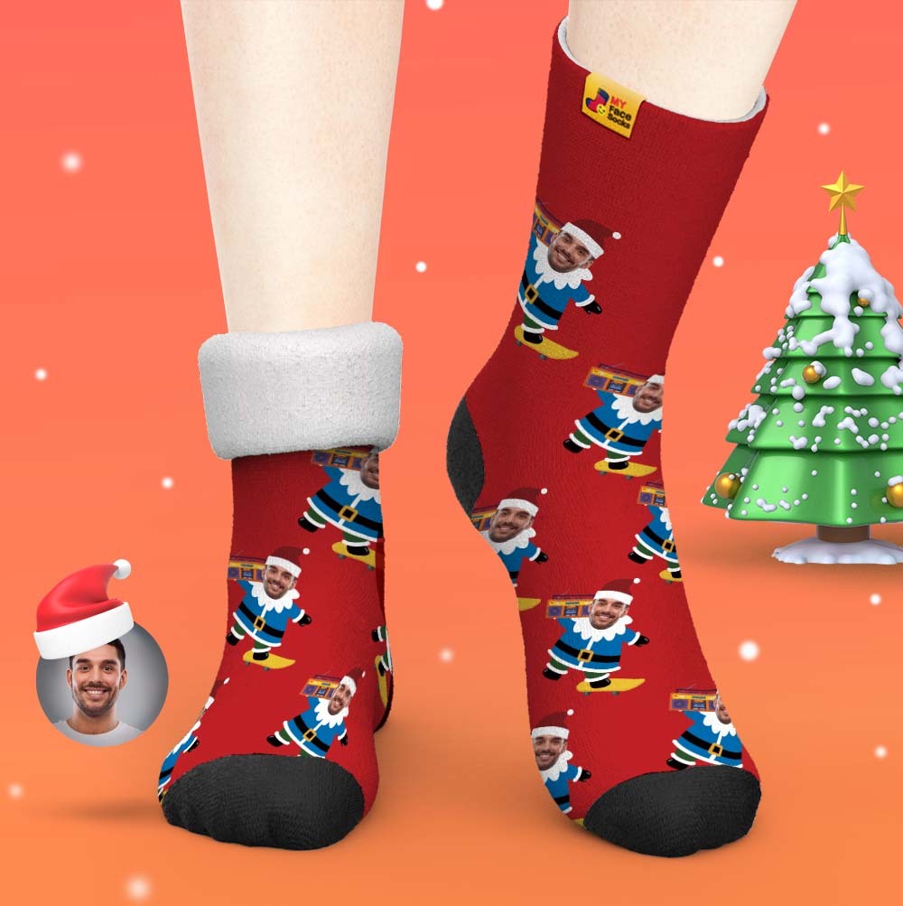 Christmas Gifts,Custom Thick Socks Photo 3D Digital Printed Socks Autumn Winter Warm Socks Gnarly Gnome - MyFaceSocksUK