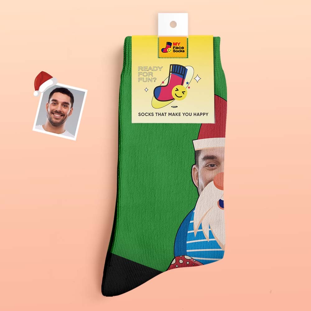 Christmas Gifts,Custom Thick Socks Photo 3D Digital Printed Socks Autumn Winter Warm Socks Christmas Gnome Mushrooms - MyFaceSocksUK