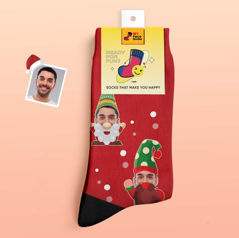 Christmas Gifts,Custom Thick Socks Photo 3D Digital Printed Socks Autumn Winter Warm Socks Bearded Gnome - MyFaceSocksUK