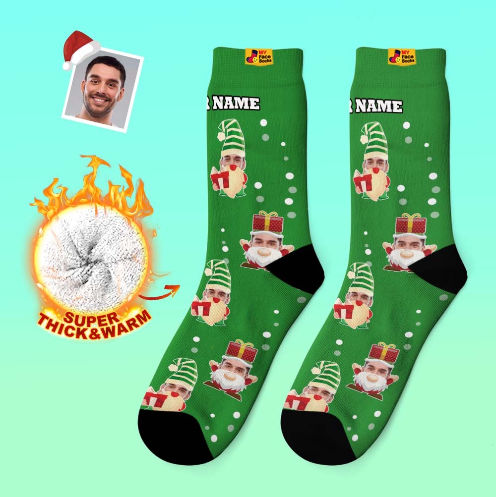 Christmas Gifts,Custom Thick Socks Photo 3D Digital Printed Socks Autumn Winter Warm Socks Bearded Gnome - MyFaceSocksUK