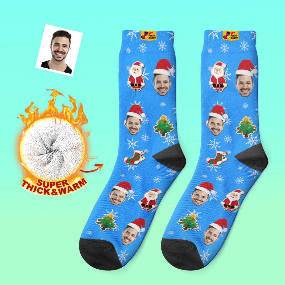 Custom Thick Socks Photo 3D Digital Printed Socks Autumn Winter Warm Socks Santa Claus Sock Christmas - MyFaceSocksUK