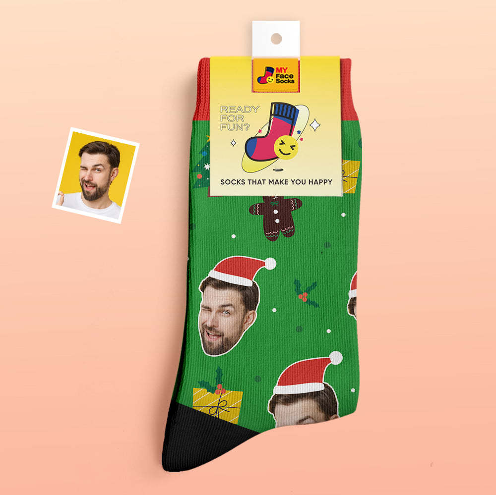 Custom Thick Socks Photo 3D Digital Printed Socks Autumn Winter Warm Socks Santa Claus Hats Christmas Gift - MyFaceSocksUK