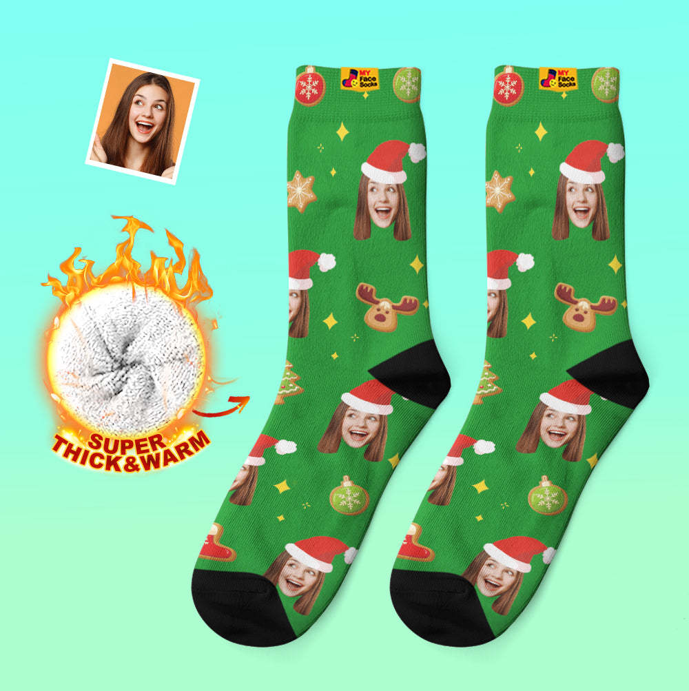 Custom Thick Socks Photo 3D Digital Printed Socks Autumn Winter Warm Socks Christmas Tree Decor Face Socks Funny Christmas Gift - MyFaceSocksUK