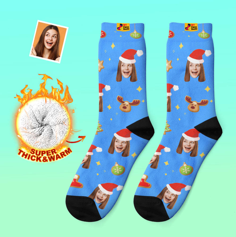 Custom Thick Socks Photo 3D Digital Printed Socks Autumn Winter Warm Socks Christmas Tree Decor Face Socks Funny Christmas Gift - MyFaceSocksUK