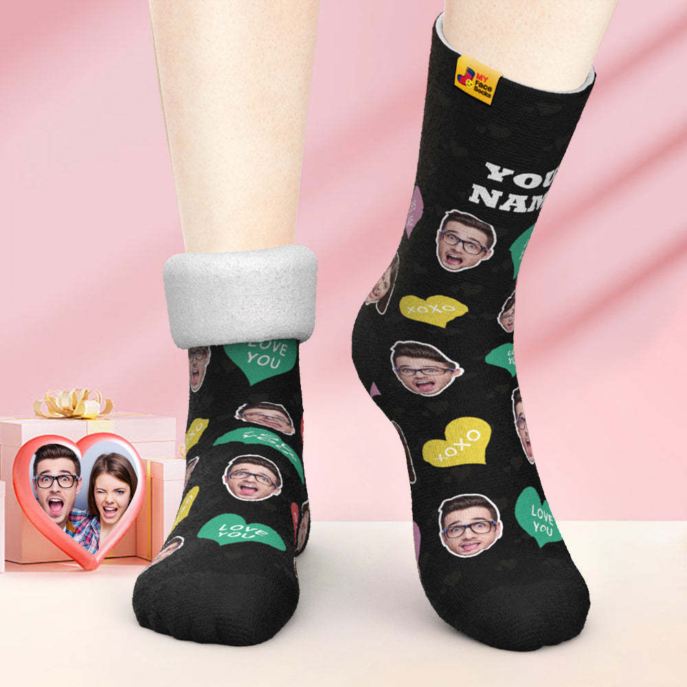 Custom Thick Photo Socks Valentine's Day Gifts Warm Socks Cutie Face Socks - MyFaceSocksUK