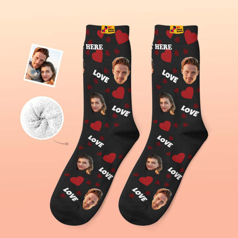 Custom Thick Socks Photo 3D Digital Printed Socks Autumn Winter Warm Socks For Love - MyFaceSocks UK