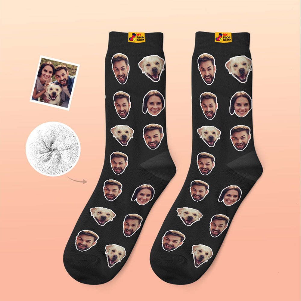 Custom Thick Socks Photo 3D Digital Printed Socks Autumn Winter Warm Socks Two Faces - MyFaceSocks UK