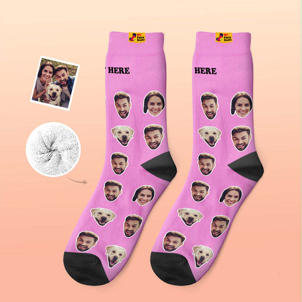 Custom Thick Socks Photo 3D Digital Printed Socks Autumn Winter Warm Socks Two Faces - MyFaceSocks UK