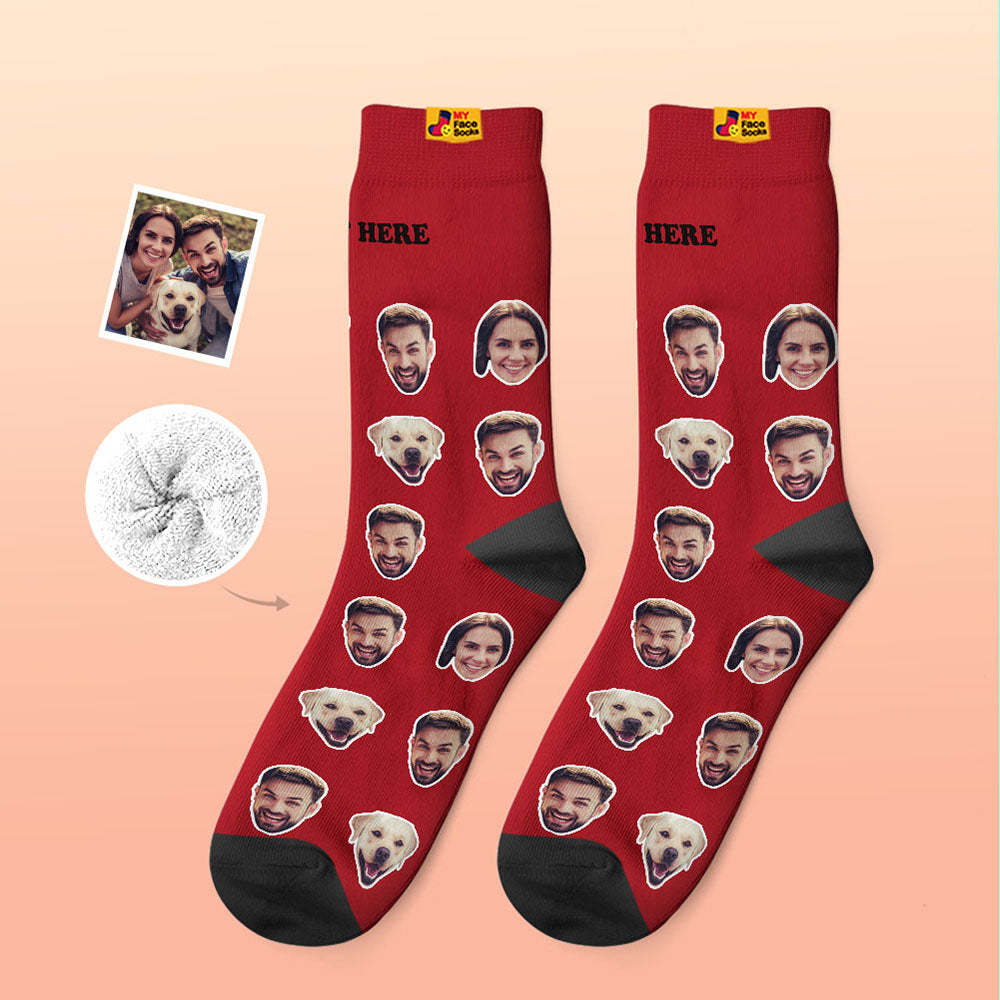 Custom Thick Socks Photo 3D Digital Printed Socks Autumn Winter Warm Socks Two Faces - MyFaceSocks UK